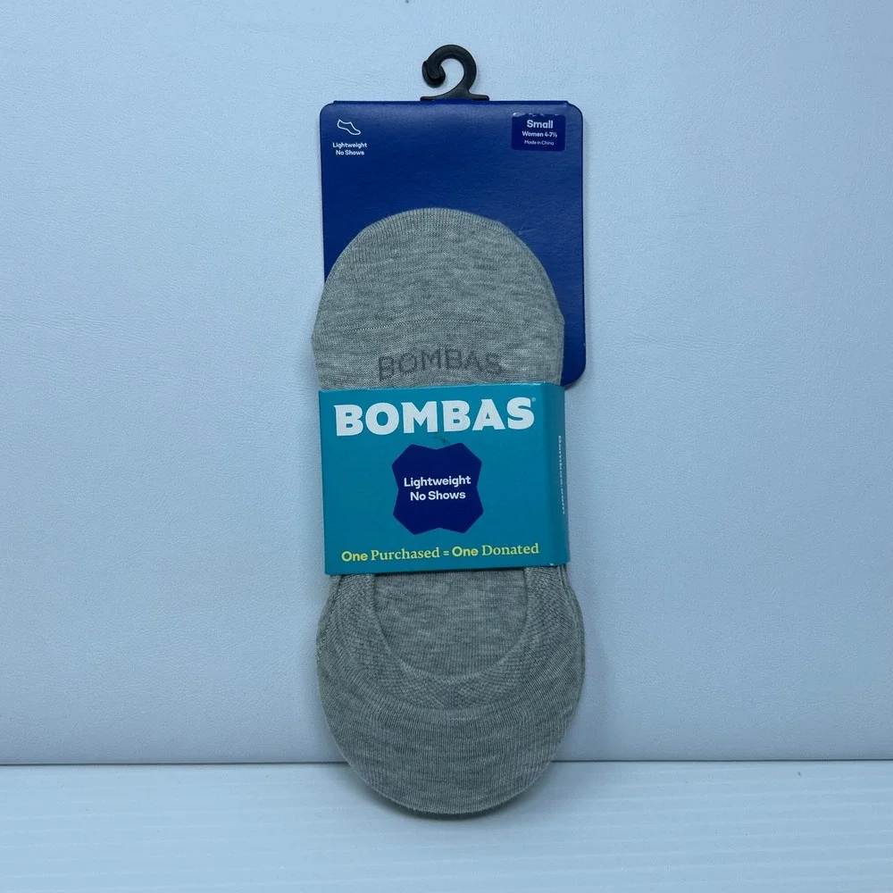Bombas Womens Small Grey Lightweight No Show Socks NWT